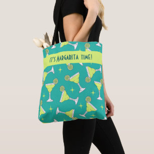 Het is Margarita Time Retro Cocktail Patterned Blu Draagtas