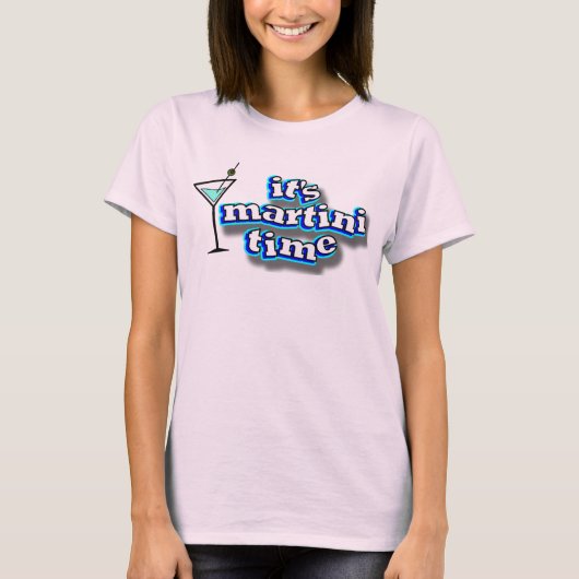 Het is Martini Time Damas Pink Spaghetti Strap Bov T-shirt (Voorkant)