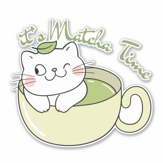 het is matcha-tijd , matcha  sticker (Voorkant)