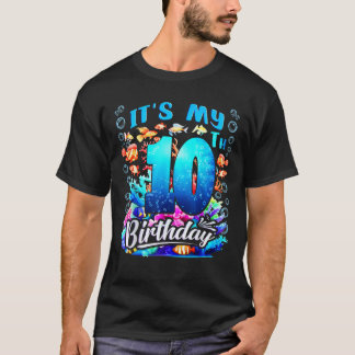Het is mijn 10e verjaardag Jongen Zee Vis Oceaan D T-shirt