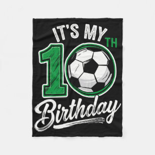 Het is mijn 10e verjaardag Voetbal 10 jaar oud Ver Fleece Deken