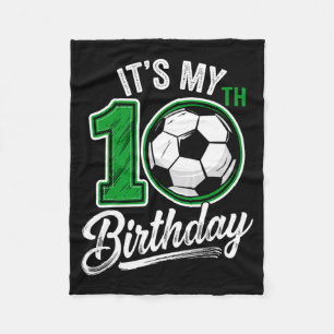 Het is mijn 10e verjaardag Voetbal 10 jaar oud ver Fleece Deken