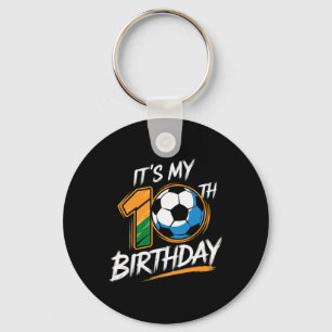 Het is mijn 10e verjaardagsfeest voetbal 10 jaar o sleutelhanger