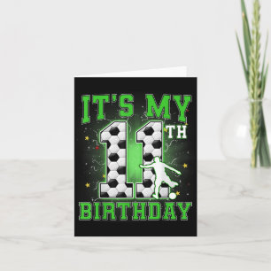 Het is mijn 11e verjaardag Boy Soccer 11 jaar oud  Kaart