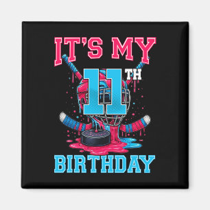 Het is mijn 11e verjaardag Hockey 11 Jaar Oude Ijs Magneet