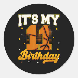Het is mijn 11e verjaardag Skelet Jongen 11 Jaar O Ronde Sticker