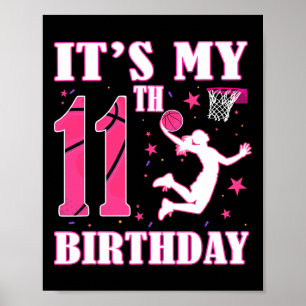 Het is mijn 11e verjaardag Sketll thema 11 jaar ou Poster
