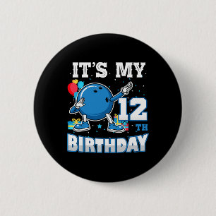 Het is mijn 12e verjaardag Dabbing Bowling 12 jaar Ronde Button 5,7 Cm
