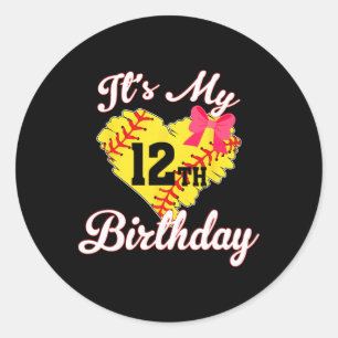 Het is mijn 12e verjaardag Zachte Meisje 12 Jaar O Ronde Sticker
