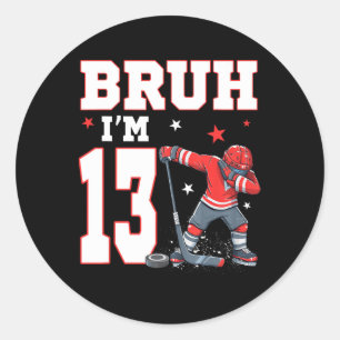 Het is mijn 13e verjaardag Jongens IJshockey 13 Ja Ronde Sticker