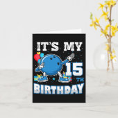 Het is mijn 15e verjaardag Dabbing Bowling 15 jaar Kaart (Gele Bloem)