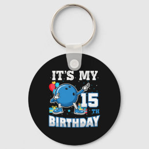 Het is mijn 15e verjaardag Dabbing Bowling 15 jaar Sleutelhanger