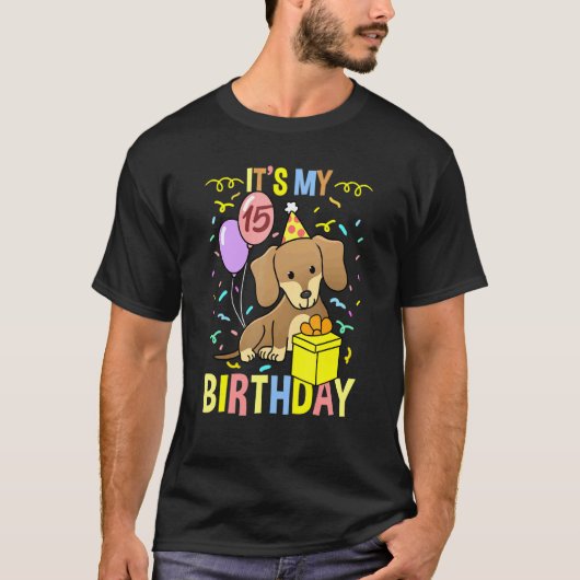 Het is mijn 15e verjaardag Dachshund T-shirt (Voorkant)