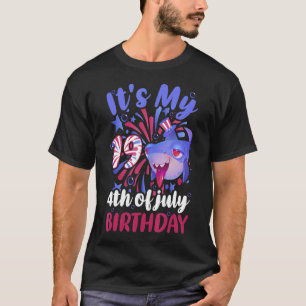 Het is mijn 19e verjaardag op 4 juli Familie Shark T-shirt