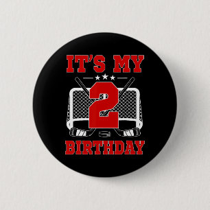 Het is mijn 2e verjaardag meisje ijshockey thema 2 ronde button 5,7 cm