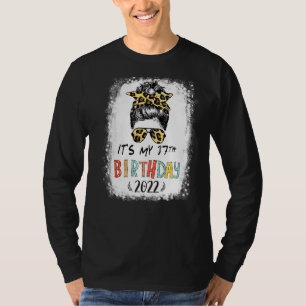 Het is mijn 37e verjaardag Girl Leopard Messy Bun T-shirt