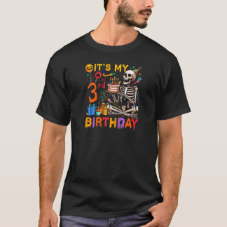 Het is mijn 3e verjaardag Halloween skelet matchin T-shirt