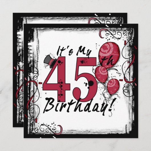 Het is mijn 45e verjaardag feestelijke uitnodiging (Voorkant / Achterkant)
