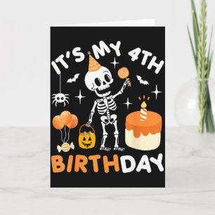 Het is mijn 4de verjaardag-grappige Halloween skel Kaart