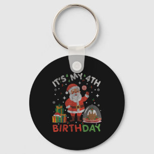 Het is mijn 4de verjaardag-grappige kerst kerstman sleutelhanger