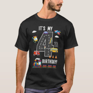 Het is mijn 4e verjaardag jongen 4 bday trein auto t-shirt