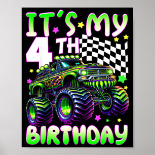 Het is mijn 4e verjaardag jongens monstertruck 4 j poster