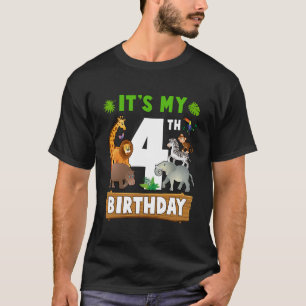 Het is mijn 4e verjaardag Zoo Oerwoud Safari 4 jaa T-shirt