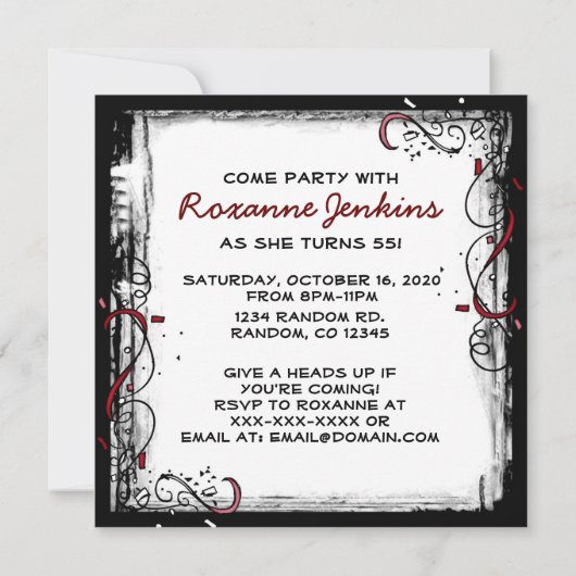 Het is mijn 55e verjaardagsfeest grote uitnodiging (Achterkant)