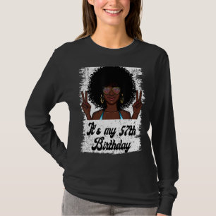 Het is mijn 57e verjaardag zwarte koninklijke verj t-shirt