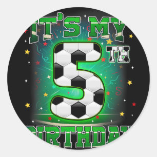 Het is mijn 5e verjaardag Jongens Voetbal 5 jaar o Ronde Sticker