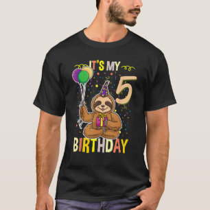 Het is mijn 5e verjaardag luiaard dier t-shirt