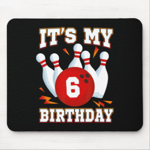 Het is mijn 6e verjaardag bowling thema 6 jaar oud muismat