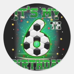 Het is mijn 6e verjaardag Jongens Voetbal 6 Jaar O Ronde Sticker