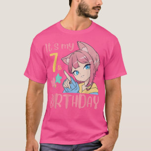 Het is mijn 7e verjaardag Anime Birthday Girl 7 ja T-shirt
