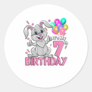 Het is mijn 7e verjaardag konijn 7e verjaardag 7 j ronde sticker