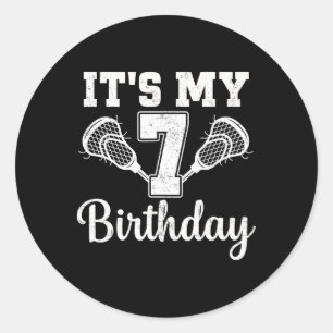 Het is mijn 7e verjaardag Lacrosse 7 jaar oude ver Ronde Sticker