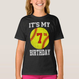 Het is mijn 7e verjaardag Meisje Softbal 7 jaar ou T-shirt