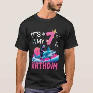 Het is mijn 7e verjaardag Ninja Kat Riding Haai 7 T-shirt