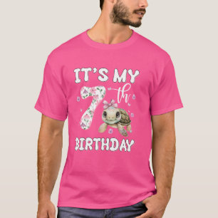 Het is mijn 7e verjaardag Schattigee Schildpad Zee T-shirt