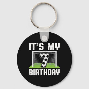 Het is mijn 7e verjaardag sport voetbal liefhebber sleutelhanger