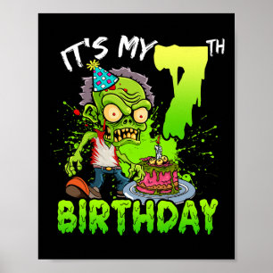 Het is mijn 7e verjaardag Zombie Lover 7 Year Old  Poster