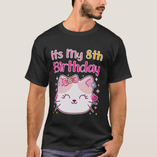 Het is mijn 8e verjaardag kat kitten party meisjes t-shirt