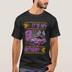 Het is mijn 8e verjaardag raceauto feest outfit 8 t-shirt