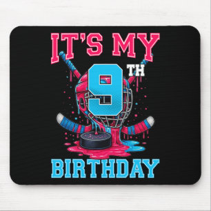Het is mijn 9e verjaardag Hockey 9 jaar oud Ijs D Muismat
