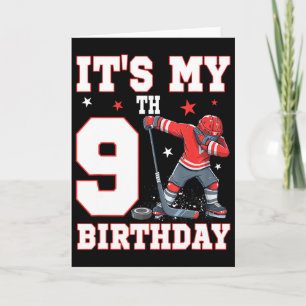 Het is mijn 9e verjaardag jongen ijshockey dabbing kaart