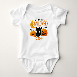 Het is mijn eerste Halloween Pompoen Zwarte Kat Romper