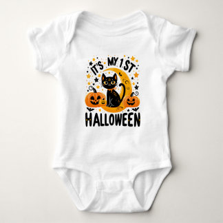 Het is mijn eerste Halloween Pumpkin Black Cat Romper