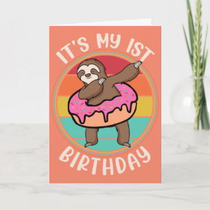 Het is mijn eerste verjaardag Donut Sloth Kaart