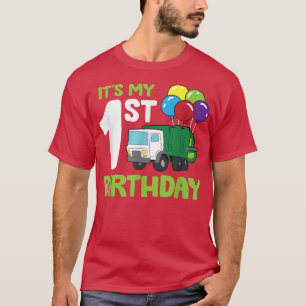 Het is mijn eerste verjaardag van de vuilniswagen t-shirt