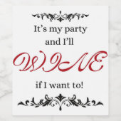 Het is mijn feest wijn etiket (Enkel label)